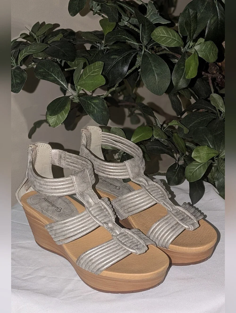 Baretraps Wedge Sandals — Metallic Silver
